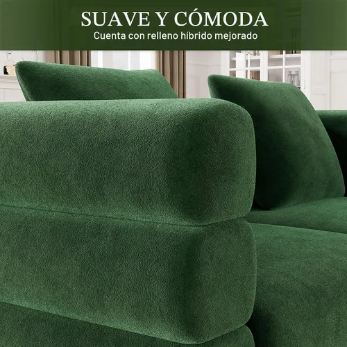 Vista 6 de OUYESSIR Sofá Cloud para sala de estar, cómodo sofá biplaza de terciopelo de 59 pulgadas con 2 almohadas y patas doradas, moderno asiento de dos