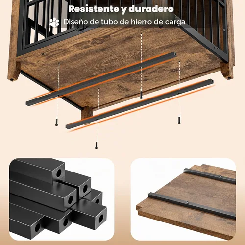 Vista 7 de Lulive Muebles de jaula para perros, 31.5 pulgadas de largo x 22.5 pulgadas de ancho x 25.6 pulgadas de alto, marrón