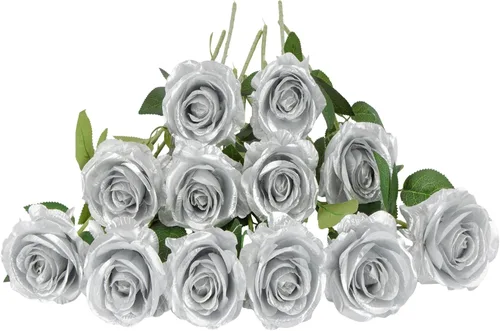 Vista 16 de Laelfe 12 PCS Flores Artificiales Rosas Negras, Flores de Seda Falsas de Tallo Largo Rosa Artificial para Decoraciones de Halloween Hogar Boda Negro