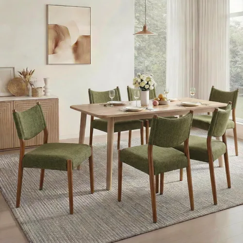 Vista 14 de KISLOT Juego de 4 sillas de comedor, sillas ergonómicas tapizadas de madera Sillas de comedor modernas de mediados de siglo, sillas ergonómicas