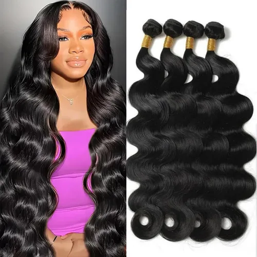 Vista 8 de Paquetes de cabello humano ondulado de 12, 14, 16 pulgadas 3 paquetes negro natural