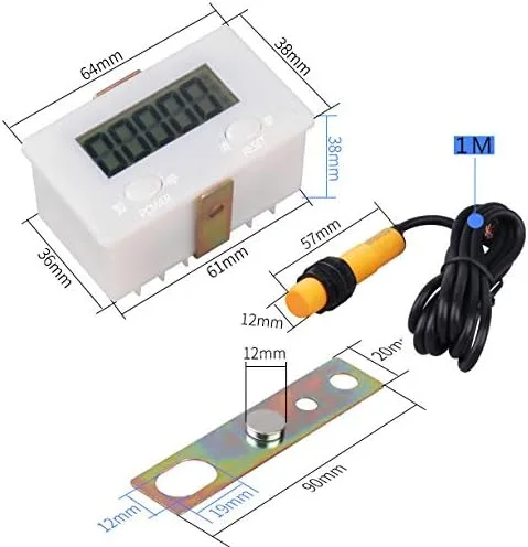 Vista 3 de DIGITEN LCD Digital 0-99999 - Contador de 5 dígitos Plus Plus UP + Sensor de interruptor de proximidad con imán