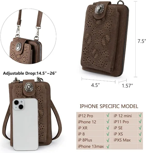 Vista 5 de Montana West Small Crossbody Cell Phone Purses for Women Western Cell Phone Wallet Bags Purses and Handbags with Coin Pocket