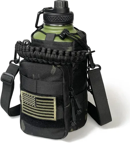 Vista 9 de DEFUNX Botella de agua de 32 onzas con funda, botella aislada con correa de acero inoxidable, botellas de agua para gimnasio, para hombres