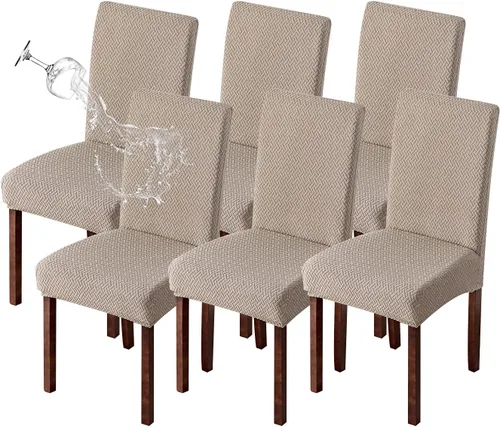 Vista 68 de Genina Fundas impermeables para sillas de comedor, cocina, fundas para sillas de comedor Parson (beige, 2 unidades)