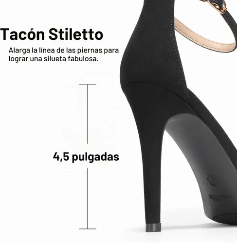 Vista 5 de DREAM PAIRS Sandalias de tacón alto para mujer Negro/Gamuza