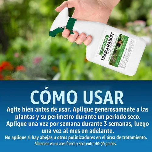 Vista 5 de Liquid Fence - Repelente concentrado de venados y conejos, 32 onzas, aplique todo el año Use to Treat on Gardens, Flowers, Shrubs, Trees & Vines