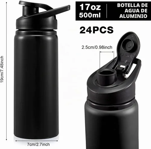 Vista 2 de Foaincore 24 botellas de agua de aluminio a granel de 17 onzas de metal para deportes, gimnasio, senderismo, botellas reutilizables, regalo