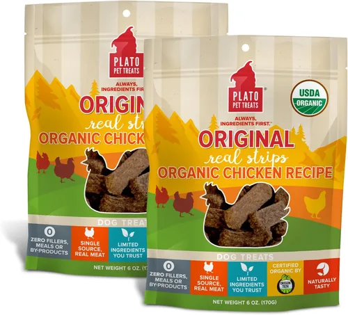 Vista 3 de PLATO Pet Treats - Tiras reales, barras de carne de perro, salmón de 18