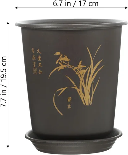 Vista 2 de 3 Sets Orchid Flower Pots Plastic Planters with Drainage Tray