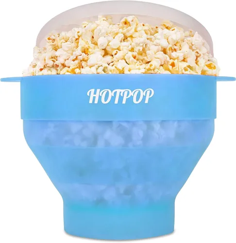 Vista 13 de El Hotpop Original - Palomitero para microondas, Popcorn, contenedor de silicona para hacer palomitas de maíz, cuenco plegable sin BPA y apto