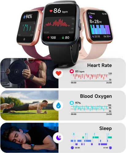 Vista 3 de Woneligo Reloj inteligente para mujer, responder/hacer llamadas, Alexa integrado, pantalla táctil de 1.85 pulgadas, rastreador de actividad física