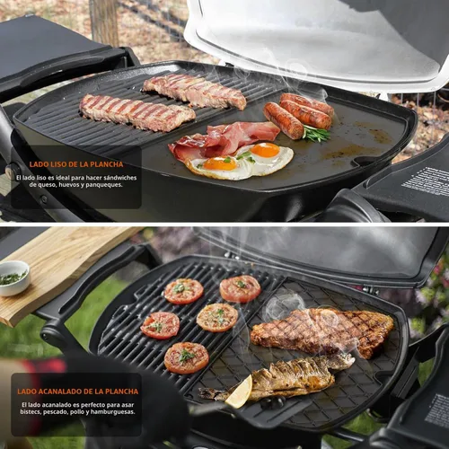 Vista 4 de Stanbroil Placa reversible para parrillas Weber Q200 Q2000 Series