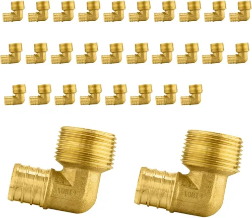 Vista 8 de Paquete de 5 accesorios PEX, adaptador de codo NPT roscado macho de 1/2" PEX x 1/2", ASTM F1807