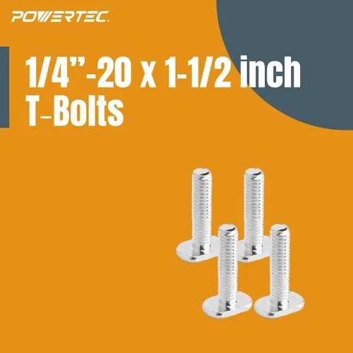 Vista 4 de POWERTEC 71484 Kit de perilla de pista en T con perilla de 7 estrellas, pernos roscados 1/4-20 y arandelas, juego de 4 pernos de riel en T