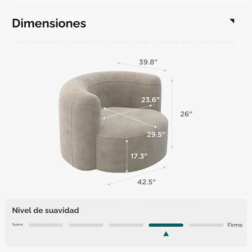 Vista 2 de Acanva - Sofá de terciopelo con respaldo curvo y diseño moderno de lujo, sofá minimalista cómodo para sala de estar, apartamento, espacio