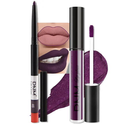 Vista 46 de evpct Juego de 2 lápices delineador de labios y lápiz labial líquido mate de 24 horas, color ciruela púrpura, maquillaje para mujer, lápiz labial