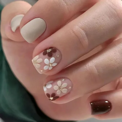 Vista 14 de Uñas postizas cortas a presión, uñas acrílicas cuadradas, coloridas de cobertura completa, uñas adhesivas brillantes en líneas, uñas reutilizables