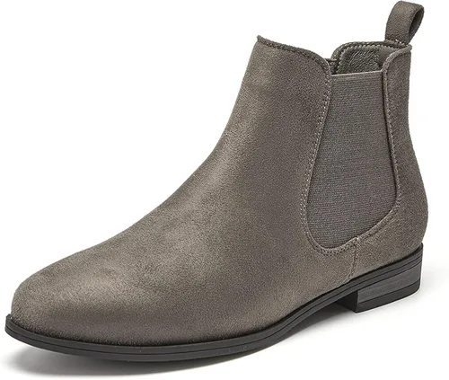 Vista 7 de VJH confort Botines sin cordones para mujer, con punta redonda de almendra occidental, tacón bajo, elásticos, Chelsea