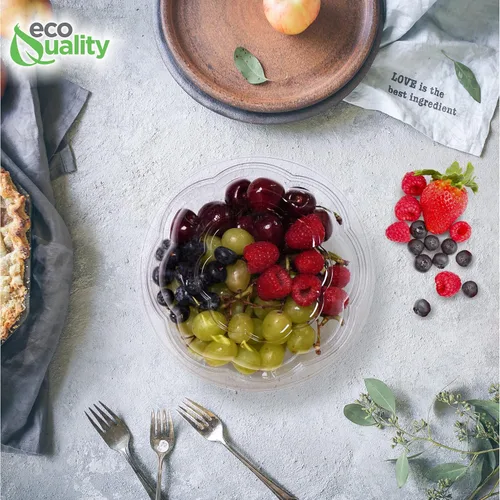 Vista 7 de Ensaladeras desechables transparentes de 18 onzas con tapas, recipientes de plástico transparente desechables para ensaladas para el almuerzo