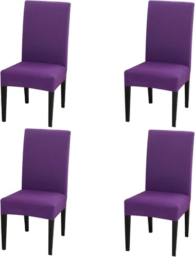 Vista 30 de Dimatic Paquete de 2 fundas elásticas de licra para sillas de comedor, extraíbles y lavables, fundas protectoras para sillas de comedor, cocina