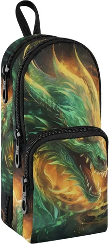 Vista 9 de Estuche para lápices de dragón arcoíris de gran capacidad, con compartimento, organizador de papelería con forma de mochila escolar