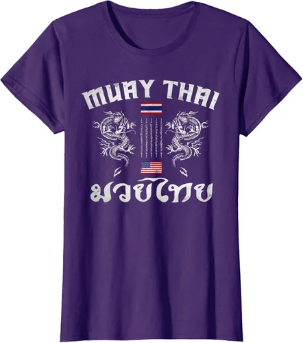 Vista 13 de Camiseta de equipo de entrenamiento de boxeo Muay Thai con bandera estadounidense de Tailandia, Negro, S