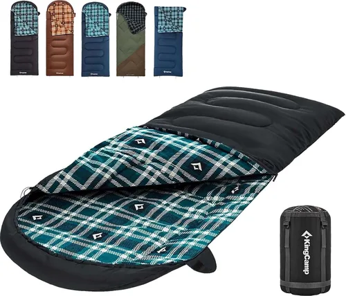 Vista 17 de KingCamp Sleeping Bag for Adults, 100% Flannel XL Big and Tall