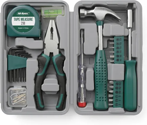 Vista 8 de Juego de herramientas Hi-Spec de 25 piezas, rosa, para el hogar, kit de bricolaje para mujeres. Juego de herramientas pequeñas y mini, básicas