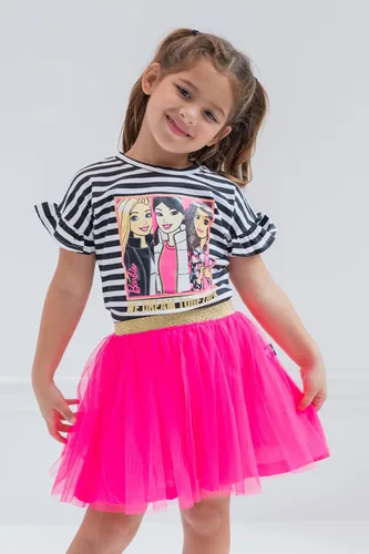 Vista 3 de Barbie Camiseta y tutú de malla para niñas pequeñas a grandes