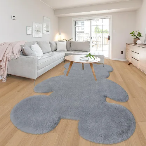 Vista 17 de Alfombra de pelo de oveja sintética de 2 pies, suave y esponjosa, bonita alfombra de felpa para guardería, habitación de niños y niñas, decoración
