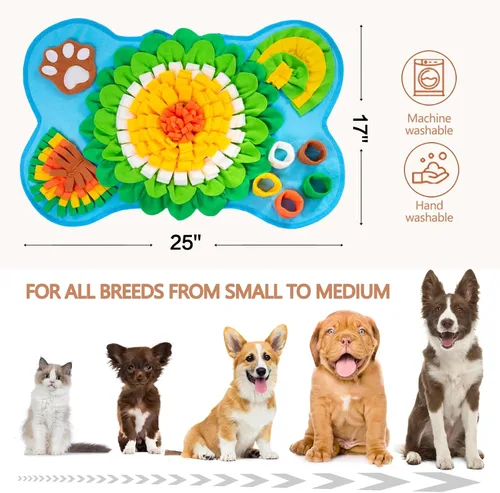 Vista 5 de Alfombrilla de olfateo para perros, alfombrilla de olfateo para mascotas para perros pequeños y medianos, alfombrilla de olfateo interactiva