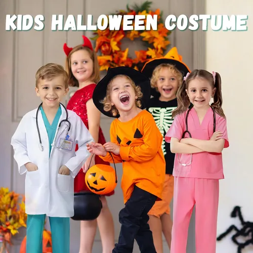 Vista 6 de FUNSENLY Disfraz de Doctor para Niños - Conjunto de Disfraces de 8 Piezas para Niños, Disfraces de Halloween para Niños Pequeños para Niñas y Niños