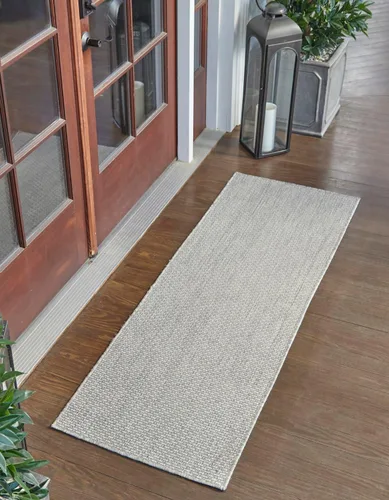 Vista 113 de Unique Loom Collection - Alfombra casual de transición sólida jaspeada para interiores y exteriores