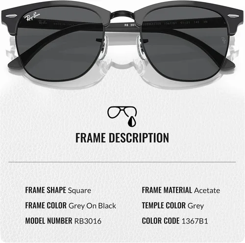 Vista 10 de Ray-Ban RB3016 CLUBMASTER CLASSIC - Gafas de sol de forma cuadrada con kit oficial de gafas