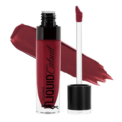 Vista 30 de wet n wild Mega Last Catsuit High-Shine Liquid Lipstick Red Bad Girl's Club