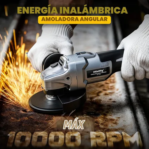 Vista 2 de MtiolHig Amoladora angular inalámbrica compatible con batería Dewalt de 20 V: 3 velocidades ajustables 10000 RPM herramienta de amoladora sin Negro