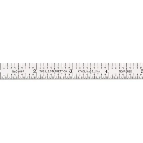 Vista 13 de Starrett Regla de acero totalmente flexible con acabado cromado satinado, lectura rápida y graduación en pulgadas, graduación 3R, 6 pulgadas