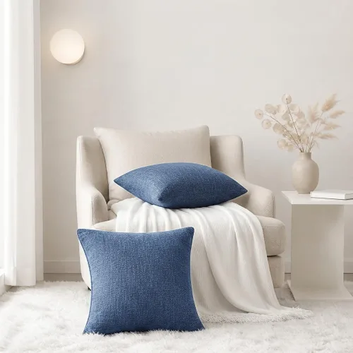 Vista 6 de decorUhome Juego de 2 fundas de almohada de felpilla de color azul marino