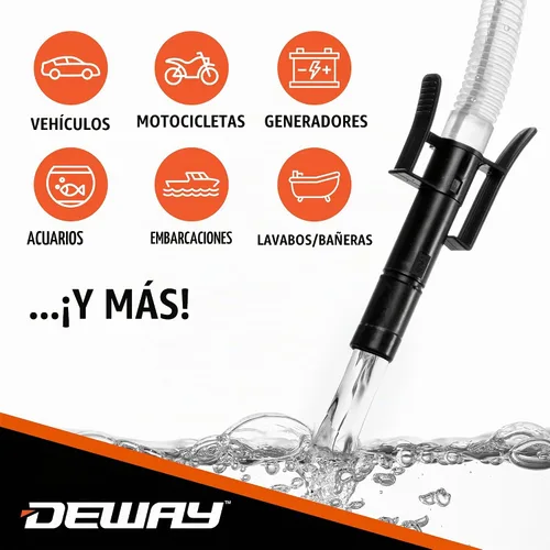 Vista 2 de Deway Bomba automática de transferencia de combustible con parada automática, funciona con batería AA, manguera extra larga de 39 pulgadas, bomba