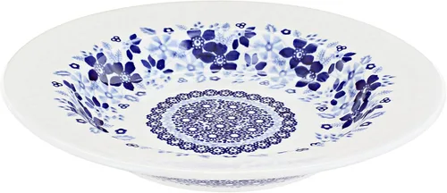 Vista 5 de Cerámica polaca de rosa azul – Plato de sopa azul violeta – 9.25 pulgadas de diámetro – Gran cuenco para sopas, ensaladas y pastas
