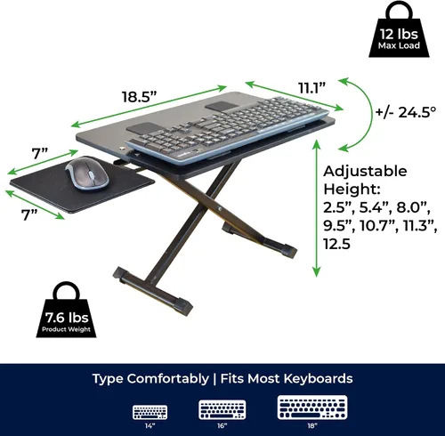 Vista 12 de KT3 Soporte para teclado de computadora para escritorio, elevador de teclado para escritorio, soporte de teclado ajustable en altura para elevar