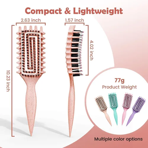 Vista 7 de Cepillo para definir rizos, cepillo para cabello rizado con engranaje lateral para peinar, dar forma y estilizar el cabello rizado, cepillo