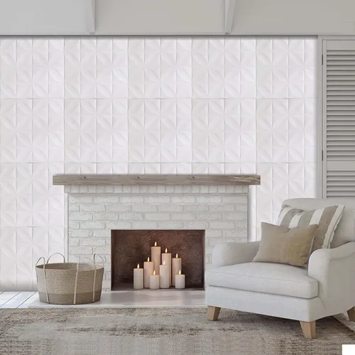 Vista 2 de Efavormart - Paquete de 10 paneles de pared con patrón de diamante blanco 3D de 52 pies cuadrados, azulejos geométricos modernos de espuma para Tipo