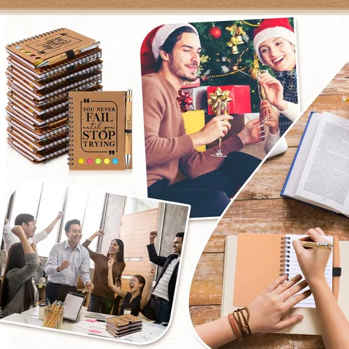 Vista 6 de Tenceur 20 juegos de regalos de agradecimiento a los empleados de Navidad a granel, cuaderno inspirador con notas adhesivas, bolígrafo motivacional
