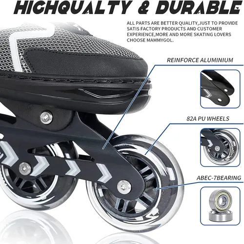 Vista 2 de MammyGol Patines en línea para adultos y niños, patines ajustables, agresivos y duraderos con ruedas gigantes, patines de alto rendimiento