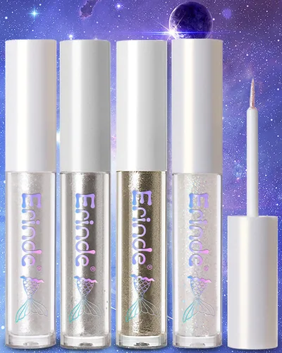 Vista 8 de Erinde Maquillaje delineador de ojos con purpurina líquida, delineador de ojos metálico brillante, resistente al agua, brillo debajo de la sombra