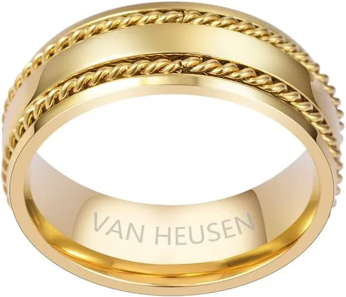 Vista 3 de Van Heusen Anillo de boda con incrustaciones de acero inoxidable pulido para hombre