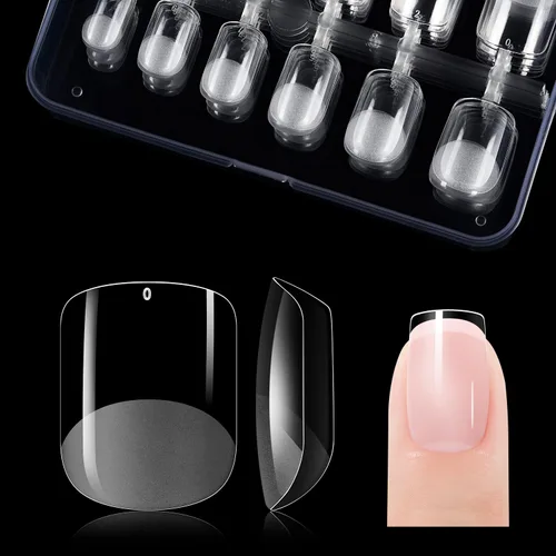 Vista 11 de Gelike ec Puntas de uñas extra cortas en forma de almendra: 120 piezas de puntas de gel suave para puntas de uñas de gel de cubierta completa