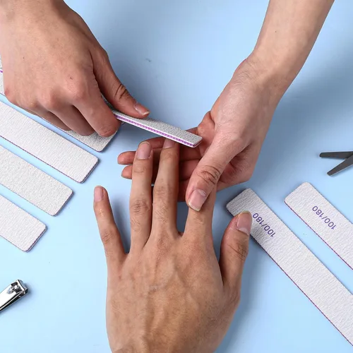 Vista 6 de YUXIANLB 100 limas de uñas de grano 100/180 profesionales reutilizables para uñas, lima de uñas lavables de doble cara, herramientas de manicura